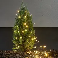 MARELIDA LED Lichterkette - 100 warmweiße LED - L: 9,9m - Timer - grünes Kabel - für Außen