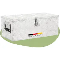DELUKE Aluminiumbox mit Deckel - Abschließbar | Alubox Deichselbox Alu Anhängerbox Werkzeugkiste Metall Transportbox Metallkiste, 70x31x27cm Silber