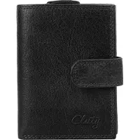 Cluty Schwarze Geldbörse mit RFID-Schutz, 12 Kartenfächer, Münzfach mit Reißverschluss, 12x9x4 cm