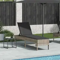 Prolenta Maison Exclusive - Sonnenliege mit Auflage Hellgrau 55x200x44 cm Poly Rattan