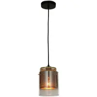 LUCANDE Hängeleuchte Sterzy, Ø 15 cm, grau, Glas, E27