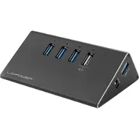LC-Power LC-HUB-ALU-2B-4, USB 3.2 Gen 1 (3.1 Gen 1) Type-A, USB 3.2 Gen 1 (3.1 Gen 1) Type-A, 5000 Mbit/s, Schwarz, Aluminium, Kunststoff, CE