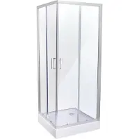 BELVIT Duschkabine Eckdusche mit Schiebetüren und Duschwanne 90x90x200cm