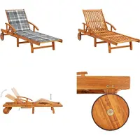 vidaXL Sonnenliege mit Auflage Akazie Massivholz - Sonnenliege - Sonnenliegen - Holz-Sonnenliege - Holz-Sonnenliegen
