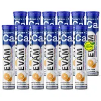 EVÄM Calcium + Vitamin C Brausetabletten – 800 mg Calcium + 160 mg Vitamin C je Tagesportion, Orange – 12 Tuben à 20 Stück (240 Tabletten)