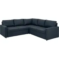 Ebuy24 Sacramento Ecksofa versteckte Aufbewahrung und ausziehbares Bett dunkelblau.