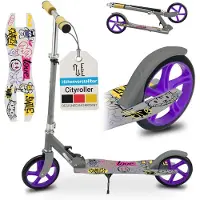 ArtSport Scooter Cityroller Graffity - Big Wheel & klappbar - Kinder Roller Grau