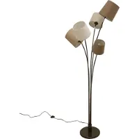 Invicta Retro Design Stehleuchte LEVELS 176cm weiß beige braun 5 Schirme Stehlampe Wohnzimmerleuchte Leselampe