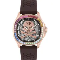 Philipp Plein PWRAA0623 Unisex-Armbanduhr Automatik Braun/Roségoldfarben
