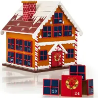 Spiel Werk Adventskalender zum Selbstbefüllen 24 Türchen Nachhaltig Wiederverwendbar Kinder Mädchen Jungen Weihnachtskalender DIY Holz Dekoration, Model:Adventskalender Winterhäuschen