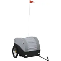 Syfax Fahrrad Lastenanhänger, Schwerlast-Transport, Eisen & Oxford-Gewebe, 45 kg Zuladung, 126x63x63 cm, Schwarz Grau, mit Sicherheitsflagge