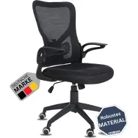 DELUKE Bürostuhl Ergonomisch CHOPO Schreibtischstuhl mit Netzbespannung | Höhenverstellbarer Drehstuhl, Arbeitsstuhl mit Armlehne | Computerstuhl 120 kg | Schwarz
