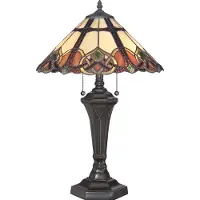 QUOIZEL Tiffany Cambridge Schreibtischlampe Bronze Stahl Vintage 2 Lichter E27