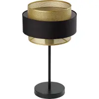 Osram Decor Hornet Tischleuchte E27 Schwarz Gold 250mm, Tischlampe, Metall, Textil, als Nachttischleuchte geeignet