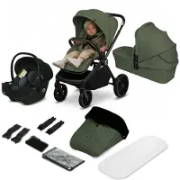Lionelo Kombikinderwagen Mika Plus 3in1 bis 38 Monate (22kg), XXL-Verdeck mit UPF50+, 3-stufige Verstellung des Elterngriffs - Olivgrün