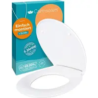 Calmwaters Toilettendeckel mit Absenkautomatik, WC Sitz einfache Montage, bis 250 kg, EU, aus antibakteriellem Duroplast, 2 Befestigungsarten, abnehmbar, Klobrille oval, Klodeckel Weiß