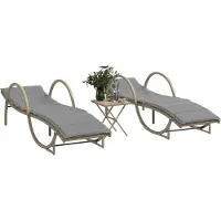 vidaXL "im " Sonnenliegen 2 Stk. - möbel für den Garten - mit Tisch Beige Poly Rattan - Gartenliegen CC16939