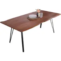 Sam Esstisch Baumkante 200 x 100 cm Akazie massiv nussbaumfarben Metallgestell Schwarz CELIA