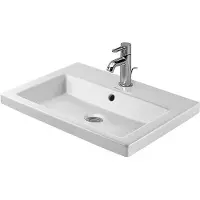Duravit Einbauwaschtisch 2ND FLOOR mit Überlauf, Hahnlochbank, 600 x 430 mm, 1 Hahnloch Innenbecken weiß