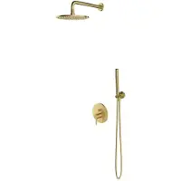 Omnires Y-Unterputz-Duschset mit Regenbrause, Messing gebürstet