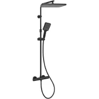 Kielle Vega - Duschset mit Thermostat, 300 x 200 mm, 3 Strahlen, schwarz matt 20618004