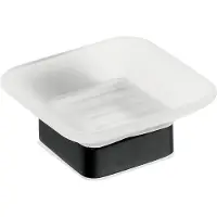 Bemeta Quadratische Seifenschale NERO aus schwarzem Messing und Glas 10,3 x4,2 x11,7 cm