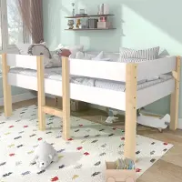 OKWISH Bett Kinderbett mit Rausfallschutz, 90x190 cm Weiß