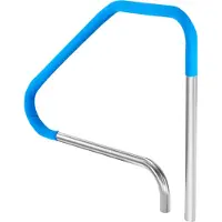 SucceBuy Pool-Handlauf – 46 x 37 Zoll, Edelstahl, rostfrei, sicher für Innen-/Außenpools, mit blauer Griffabdeckung und Zubehör