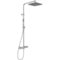 Hansa HANSAAURELIA Duschsystem mit Thermostat-Brausebatterie mit Kopfbrause eckig und Stabhandbrause eckig 1-strahlig
