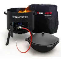 Grillpeter Utschak Nurlan Ø45 cm mit Kazan 16L Gaskocher und Abdeckhaube