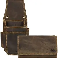 Green Burry Greenburry Profikellnerset Kellnergeldbörse Kellnerbörse + Holster extra strong Leder doppelt genäht in Vintage antikbraun