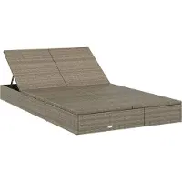 vidaXL "Winter Sale" Gartenliegen - Grau Sonnenliege für 2 Personen mit Auflage Grau Poly Rattan DE1874669