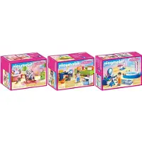 Playmobil 70209, 70210, 70211 Dollhouse 3er Set Jugendzimmer + Babyzimmer + Badezimmer