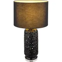Globo Lighting LED Tischleuchte, Keramik schwarz, Textil, H 71 cm