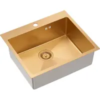 Quadron Spülbecken 1-Becken Spüle | Größe: 55 x 48 x 20 cm | RUSSEL 110 | Küchenspüle Edelstahlspüle mit Siphon | Kupfer Pvd