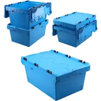 BRB-Lagertechnik 5x Mehrwegbehälter mit Deckel, blau, verplompbar, LxBxH 600x400x200 mm, 29 Liter