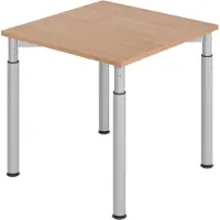 Bümö Schreibtisch Serie-Y - Gestell: Silber, Größe: 80 x 80 cm, Nachbildung: Nussbaum