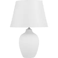 Beliani Tischlampe Weiß Keramik 52 cm Stoffschirm Vasenform Kabel mit Schalter Retro-Stil