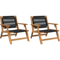 vidaXL Möbel Gartenstühle 2 Stk. Schwarz 67x77x73 cm Massivholz Akazie - Gartenstühle 367831