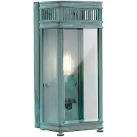 Elstead Lighting Außen Wandlaterne, Messing, Glas, Grünspan, H 31 cm