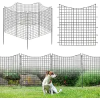 Costway 5 Stück dekorativer Gartenzaun, 98 cm hoher Steckzaun Metall, Tierbarriere für Hunde, Landschaftszaun für Blumenbeet, Dekozaun, Teichzaun rostfrei, Schwarz