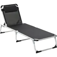 Fortuna Lai Sonnenliege Gartenliege 5-fach verstellbar faltbar ergonomisch mit Netzstoff Schwarz 170 x 60 x 76 cm für entspannte Stunden im Freien