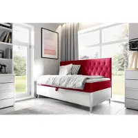 Fun-Möbel Boxspringbett Gästebett Kinderbett FINJA Nr.2 100x200cm Weiss-Rot