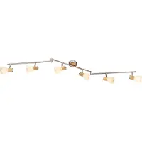 Etc-shop RGB LED Deckenleuchte, Holz, Glas, Spots beweglich, GYLFI
