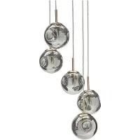 Beliani Hängelampe mit transparentem Glasschirm Messing Eisen 5 Licht Modernes Design Wohnaccessoires Wohnzimmer