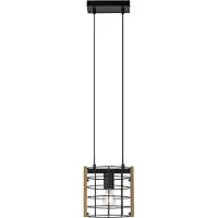 JUST LIGHT Pendelleuchte DRAIN Holz Industrial Retro Style mit Holzapplikationen Wohnbereich, z.B. Wohnzimmer, Esszimmer, Schlafzimmer