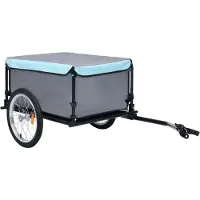 Prolenta Maison Exclusive - Fahrradanhänger Grau und Blau 65 kg