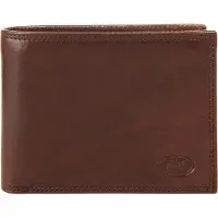 Piké Herren Geldbörse aus echtem Leder, braun, flaches Design, 13 cm x 10 cm x 2 cm