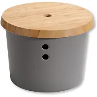 Kesper Vorratsdose, Kunststoff mit Bambusdeckel, grau, Ø 21 cm, Höhe: 15,5 cm 32602