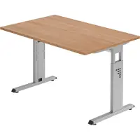 Bümö Schreibtisch Serie-O - Gestell: Silber, Größe: 120 x 80 cm, Nachbildung: Nussbaum